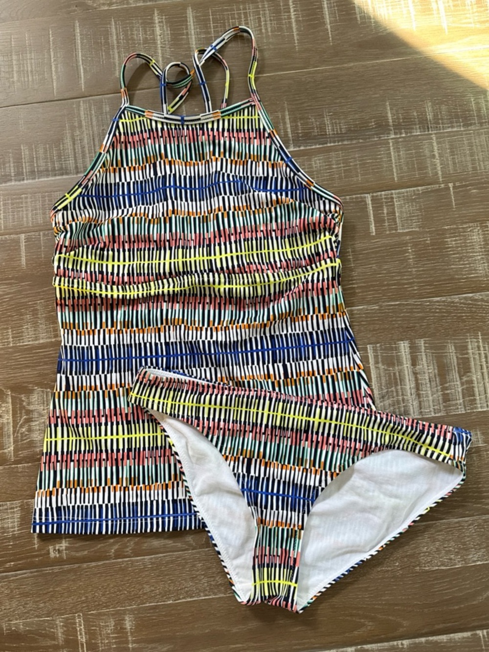 Athleta Prismatic Tankini Set Swimsuit 2 piece S NEW without tags